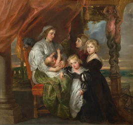 Deborah Kip, hustru till Sir Balthasar Gerbier, och hennes barn, 16291630, omarbetad prob. mitten av 1640-talet