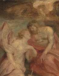 Detalj av Venus som ber Jupiter (olja på ekpanel)