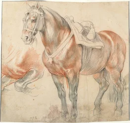 Sadlad häst. Omkring 1615-18