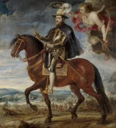 Kung Filip II av Spanien (1527-1598) till häst. 1628