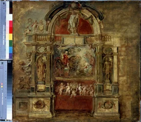 Prins Ferdinands ankomst. Målning av Peter Paul (Pierre-Paul) Rubens (eller Peter Paul eller Petrus Paulus) (1577-1640). Olja på trä, 73 x 78 cm