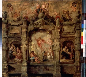Merkurius flyttar bort. Målning av Peter Paul (Pierre-Paul) Rubens (eller Peter Paul eller Petrus Paulus) (1577-1640). Olja på trä, 76 x 79 cm