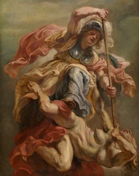 Minerva Slaying Discord (olja på duk)