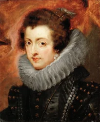 Porträtt av Elisabeth av Frankrike (1602-1644), drottning gemål av Spanien - Pieter Paul Rubens (1577-1640). Olja på trä, c. 1629. Mått : 48,5x40,5 cm. Konsthistoriska museet, Vienne