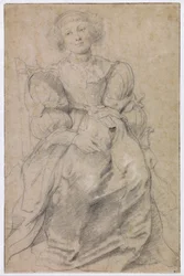 "Porträtt av Helene Fourment (1614-1673)" (Porträtt av Helene Fourment), ca 1630-1631 (sanguine)