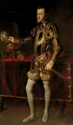 Porträtt av Filip II, kung av Spanien, när prins, ca 1628-29 (olja på duk)