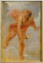 Prometheus med eldslågan (målning på trä)