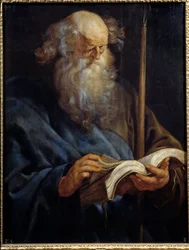 Representation av aposteln Saint Thomas Målning av Peter Paul (Pierre-Paul) Rubens (eller Peter Paul eller Petrus Paulus) (1577-1640) 1600-talet sön. 1,08x0,84 m Madrid, Pradomuseet