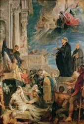 St Francis Xavier Blessing the Sick (olja på duk)