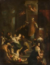 Sankt Ignatius av Loyola driver ut onda andar ur en besatt man