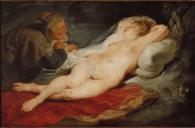 Eremiten och den sovande Angelica, ca 1626-28 (olja på ek)