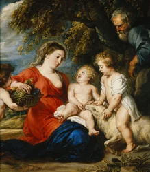 Den heliga familjen med spädbarnet Johannes döparen,