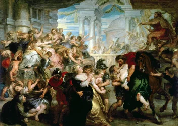 Våldtäkten på sabinskorna, ca 1635-40 (olja på pannå)