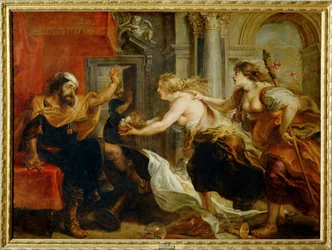 Tereus bankett: Philomena och Procne ger Tereus hans sons avhuggna huvud Det är (målning på duk)