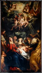 Omskärelsen Målning av Peter Paul (Pierre-Paul) Rubens (eller Peter Paul eller Petrus Paulus) (1577-1640) 1600-talsgener, de heliga Andrea och Ambrogios kyrka (o del Gesu)