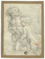 Två Putti med lamm