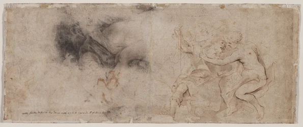 Venus avväpnar Mars, draperistudie (verso)
