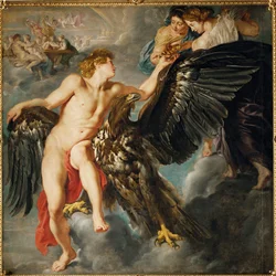 Zeus och Ganymedes (olja på duk)