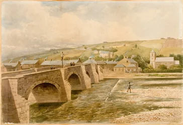 Haydon Bridge (kroppsfärg, penna och akvarell på papper)