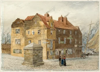 Sandgate (Portland Arms Inn) (penna och akvarell på papper på kort)