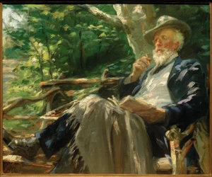 Porträtt av poeten Holger Drachmann i Skagens skog