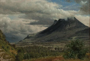 Graniermassivet, vy tagen från Cluse de Chambéry 1850 Olja på papper