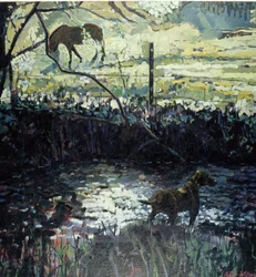 Pony and Dog in a Field, 2000 (olja på duk)
