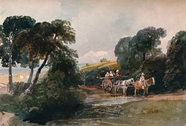Hövagn som korsar en bäck, c1824