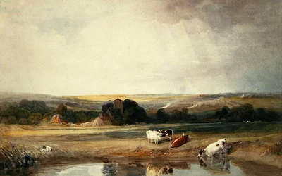 Marsworth Church, nära Tring (akvarell på papper)