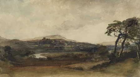 Middleham, Yorkshire (akvarell över grafit med kroppsfärg på papper)