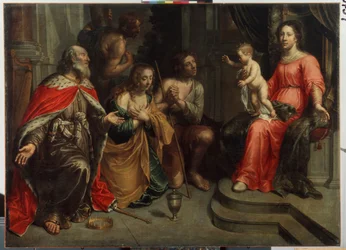""The Sinners before the Virgin"" (The Sinners before the Virgin) Målning av Peeter (Peter) van Lint (1609-1690) 1600-talets statliga friluftsmuseum Palace Gatchina, Sankt Petersburg
