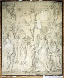 Kristus på korset. Kartong till freskerna i Ludwigskirche i München