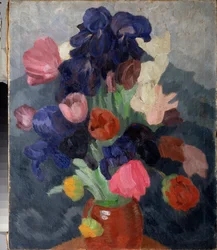 Blommor - Målning av Pyotr (Piotr, Petr) Savvich Utkin (Utkin) (1877-1934), olja på duk