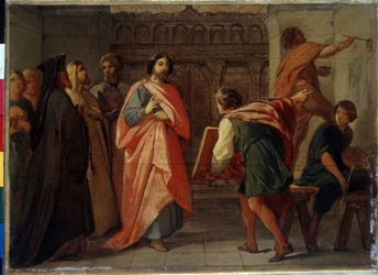 Storprins Simeon I av Ryssland (1316-1353) sa att den stolta eller den suveräna ger order om att måla Moskva-katedralen (storprins Simeon Ivanovitj den stolte ger en order till målningen av Moskva-katedralen). Målning av Pyotr Vasilyevich Basin (