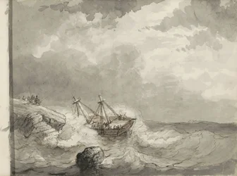 Skeppsbrott på en stenig kust
