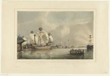 Slaget vid Gouwe, 1304 Sjöstrid på Gouwe 11 augusti 1304 / Combat naval sur la Goude 11 Aout 1304 (titel på objekt)