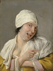 Syn: En ung kvinna pekar. Från serien Personifications of the Five Senses, c.1635-66 (olja på trä)