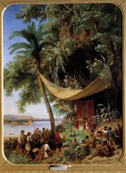 Den första mässan i Amerika (1400-talet) Mässa på Kuba 1494 Columbus andra resa till Havanna. Målning av Blanchard Pharamond (1805-1873)