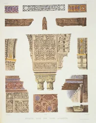 Detaljer från Lions Court, Alhambra, från 