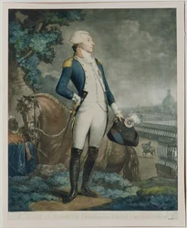 Porträtt av markis de La Fayette (1757-1834), befälhavare för nationalgardet, 1790