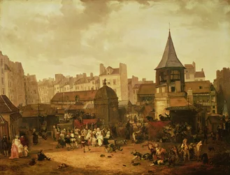 Jubel vid Les Halles för att fira födelsen av Dauphin Louis av Frankrike (1781-89) 21 januari 1781, 1783