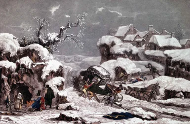 Den välta vagnen. Tryck tillskrivna Philibert Louis Debucourt (1755 - 1832). Privat samling.