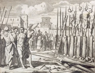 Pålning av några rebeller, straff: massaker genom pålning, publicerad 1672