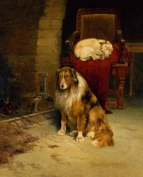 Fireside Companions (olja på duk)