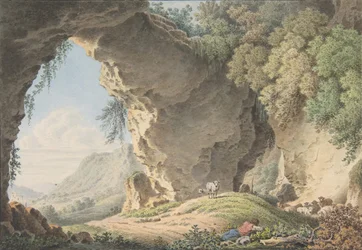 Stenigt landskap med sovande herde, 1817.