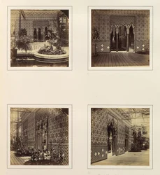 [Alhambra Court Fasad mot långhuset, ingång till Alhambra Court, sidovy av ..., ca. 1859.