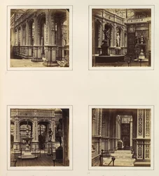 [Fasad, vyer och entréloggia för renässansdomstolen], ca. 1859.