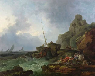 Fiskare som trålar med nät, ca 1767 (olja på duk)