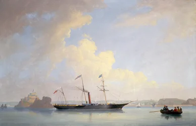 Screw Steamer Lady Bird utanför Elizabeth Castle, Jersey