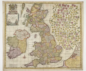 En ny karta över England, Skottland och Irland, ca 1690 (färgad gravyr)